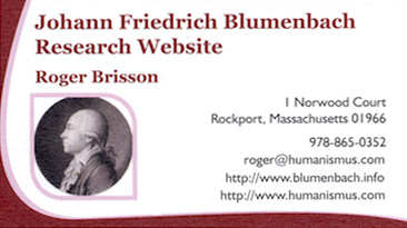 Amerikanisches Internet-Portal - Johann Friedrich Blumenbach Research Website - Roger Brisson
